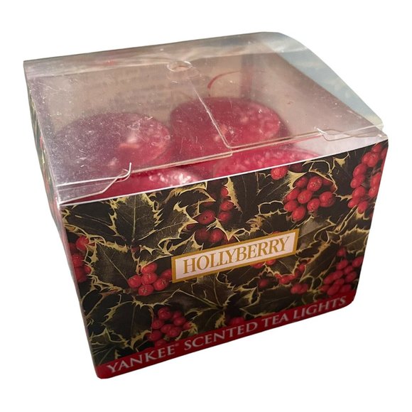 Yankee Candle Hollyberry Scented Tea Lights Unused Box Of 8 Retired Vintage